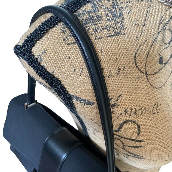 Ferragamo Vintage Y2K Rectangular Black Leather Trim Shoulder Bag - Picture 7 of 16